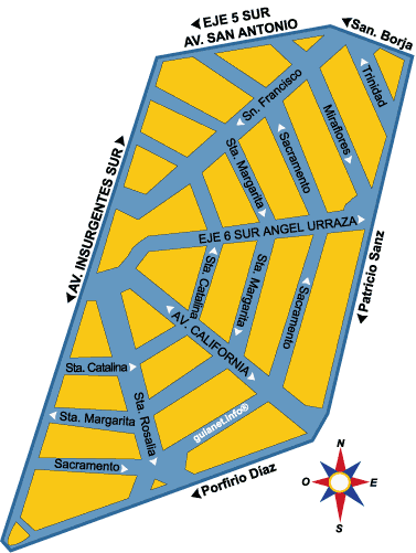 Mapa de la Colonia Insurgentes San Borja
