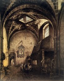 Grabado de 1840, autor desconocido. Antigua herrería de la Casa de Moneda.