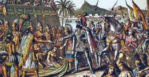 Moctezuma y Hernán Cortés se encuentran el 8 de noviembre de 1519