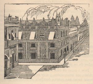 La Casa de los Azulejos. Ilustración de Bardasano y Molina del libro Las Calles de México
